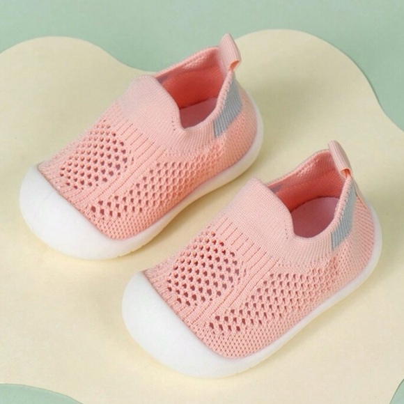 Pink and Gray Baby Mesh Sneakers - Picture 1 of 15